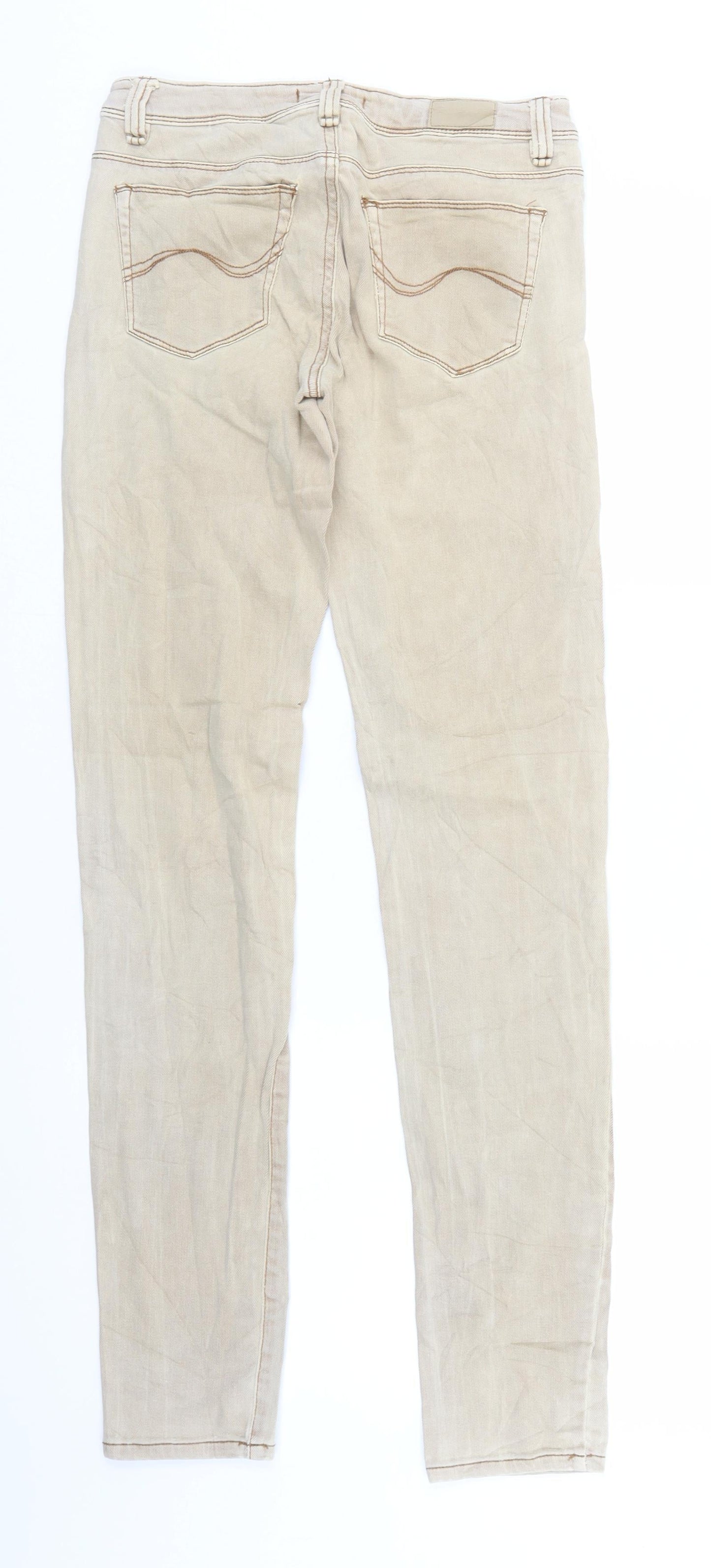 Womens UK Size 8 TALLY WEiJL Regular Fit Straight Beige Jeans