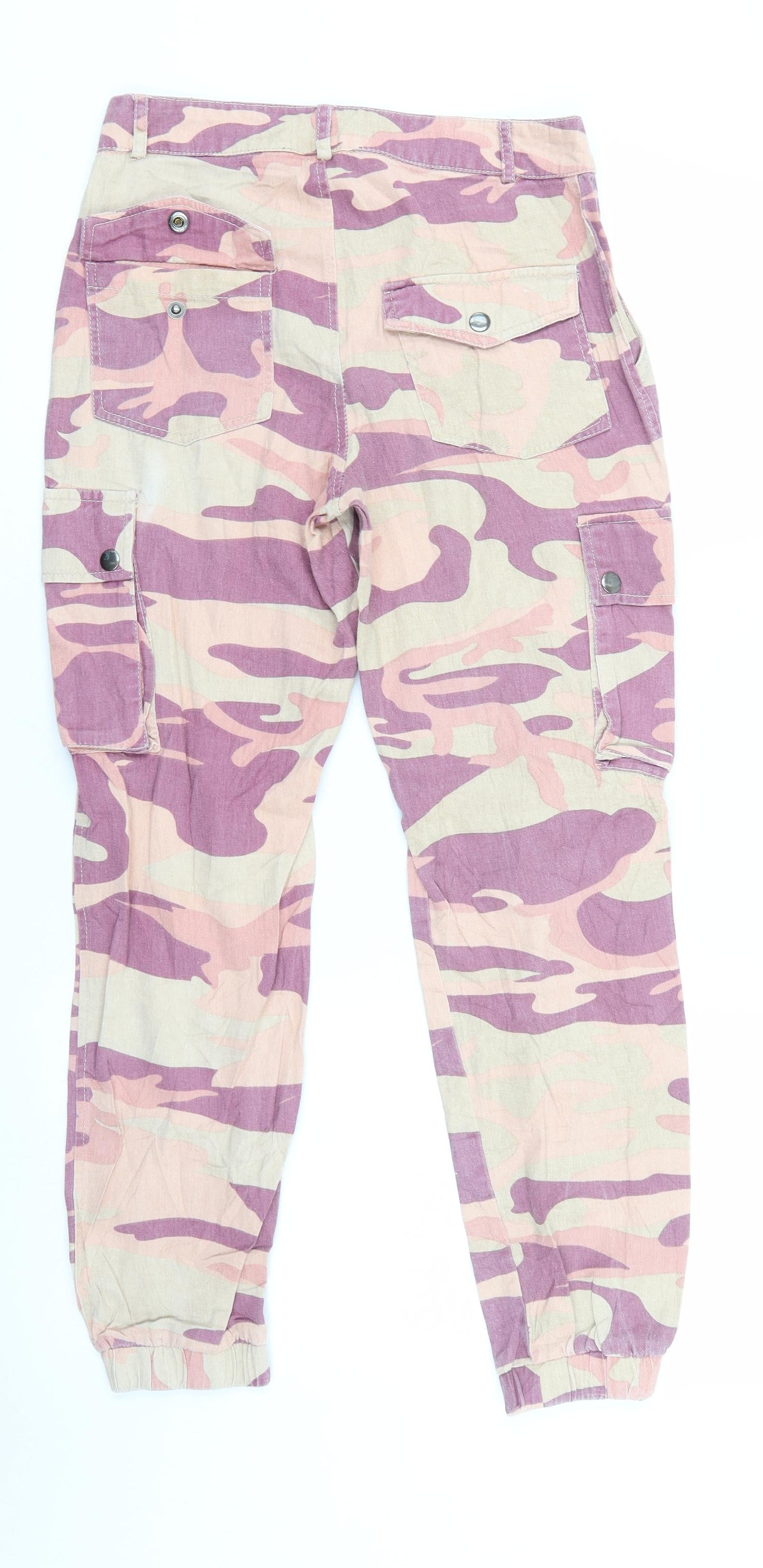 Primark Womens Multicoloured Camouflage Denim Straight Jeans Size 4 L26 in - Elastic Waist/leg
