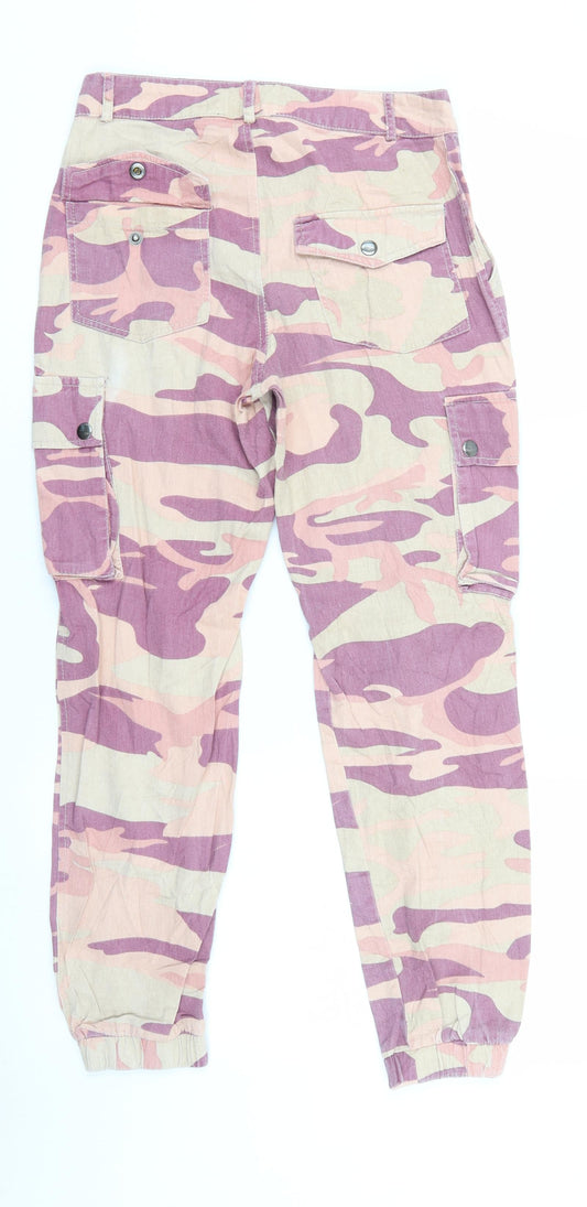 Primark Womens Multicoloured Camouflage Denim Straight Jeans Size 4 L26 in - Elastic Waist/leg
