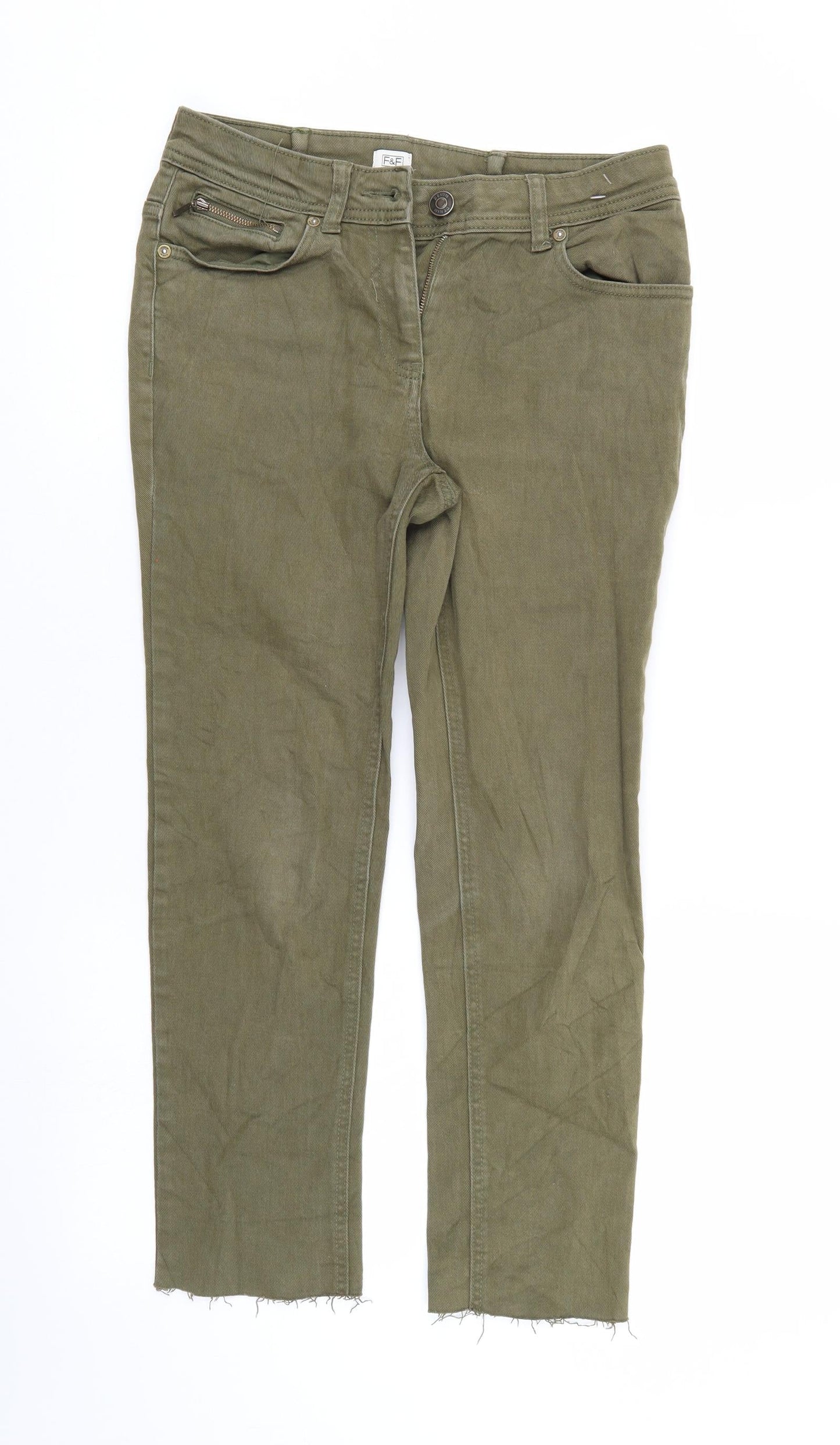 F&F Womens Green  Denim Cropped Jeans Size 8 L23 in