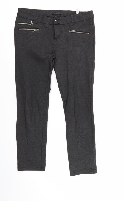 Womens UK Size L Promod Regular Fit Cropped Grey Trousers