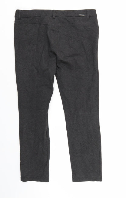 Womens UK Size L Promod Regular Fit Cropped Grey Trousers
