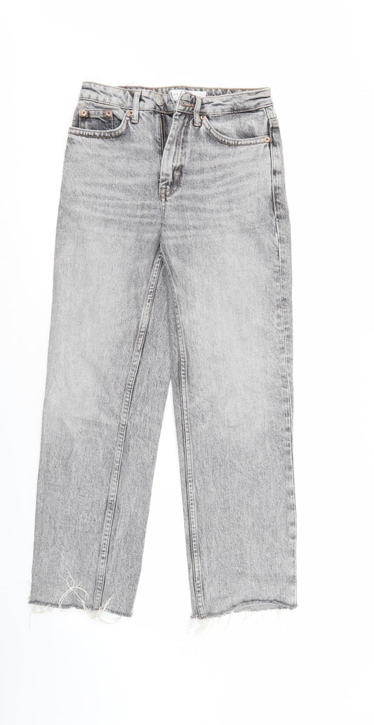 Mens UK Size 24 Top Shop Regular Fit Cropped Grey Jeans