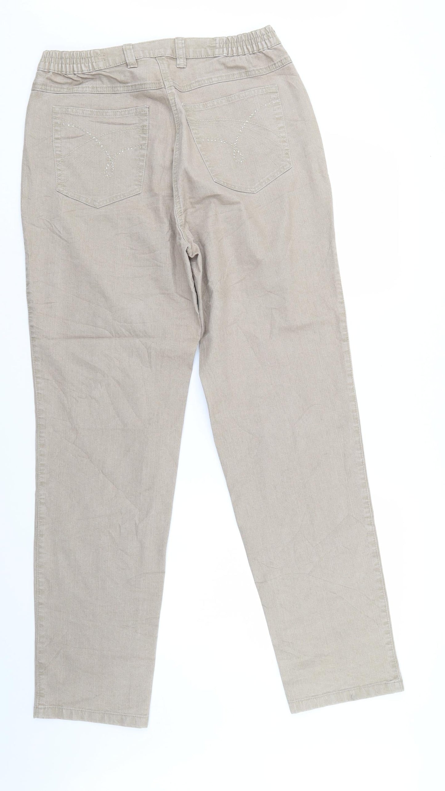 Perworn Womens Beige  Denim Straight Jeans Size 32 in L32 in