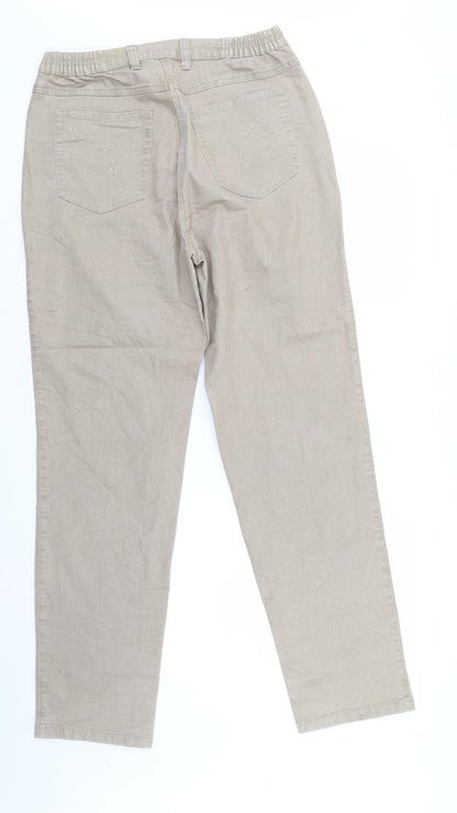 Perworn Womens Beige  Denim Straight Jeans Size 32 in L32 in