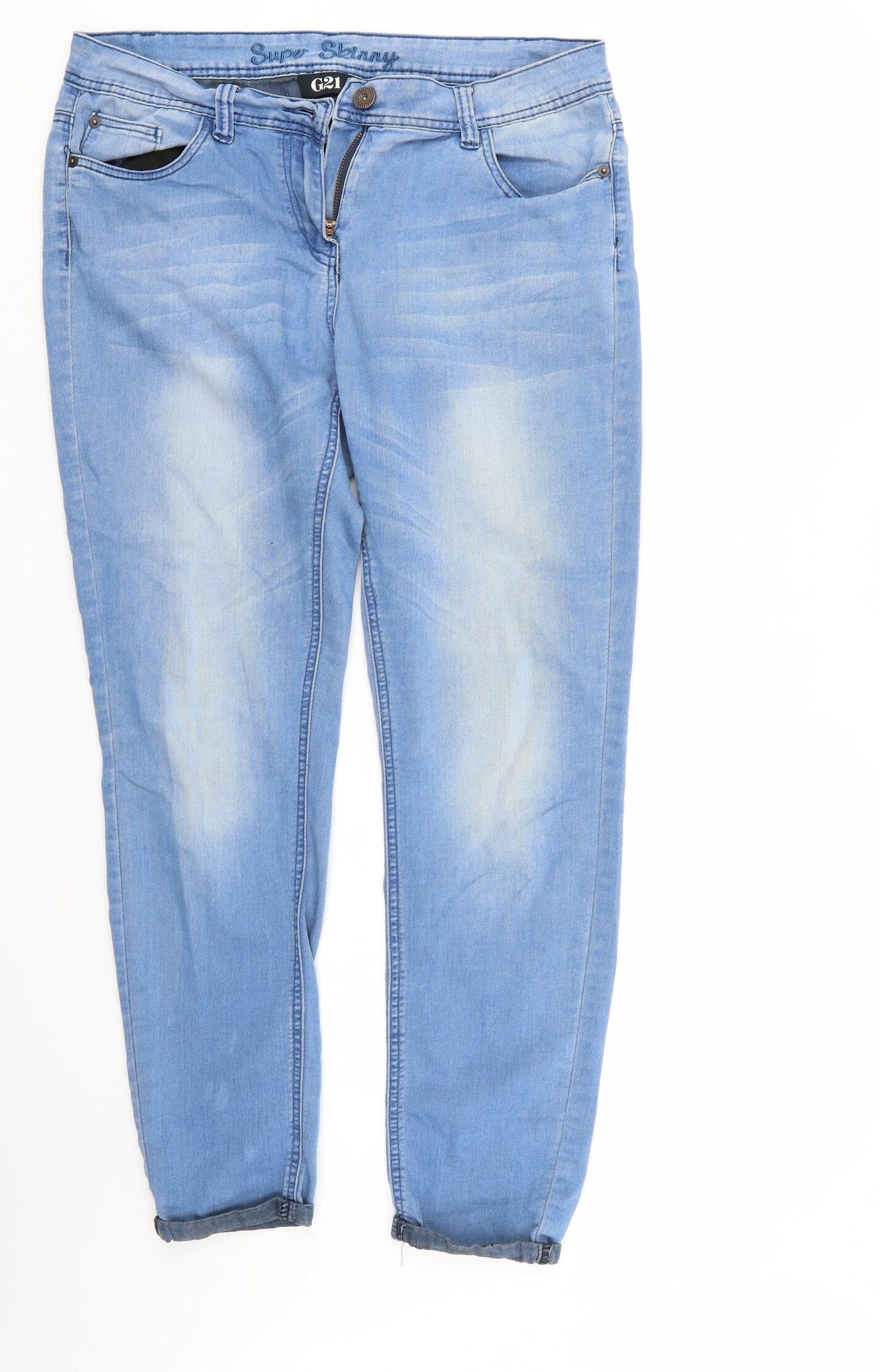 G21 Womens Blue  Denim Straight Jeans Size 14 L28 in