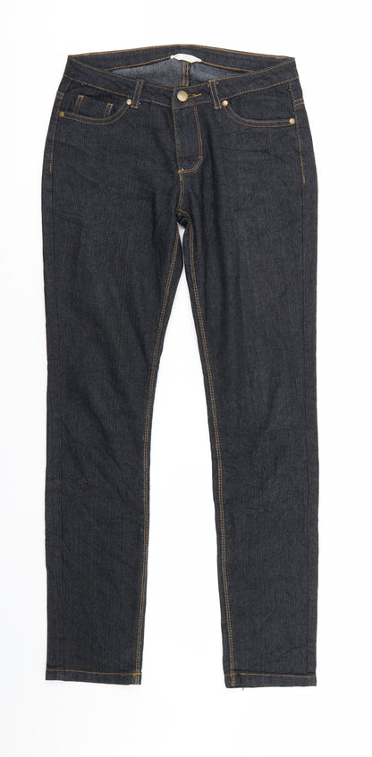 Womens UK Size 6 Preworn Regular Fit Straight Black Jeans