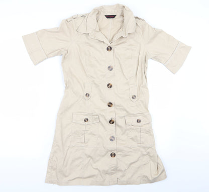 Womens UK Size 14 Miss Selfridge Beige Overcoat