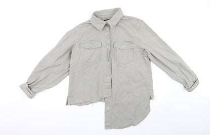 Womens UK Size 8 Missguided Green Basic Button-Up