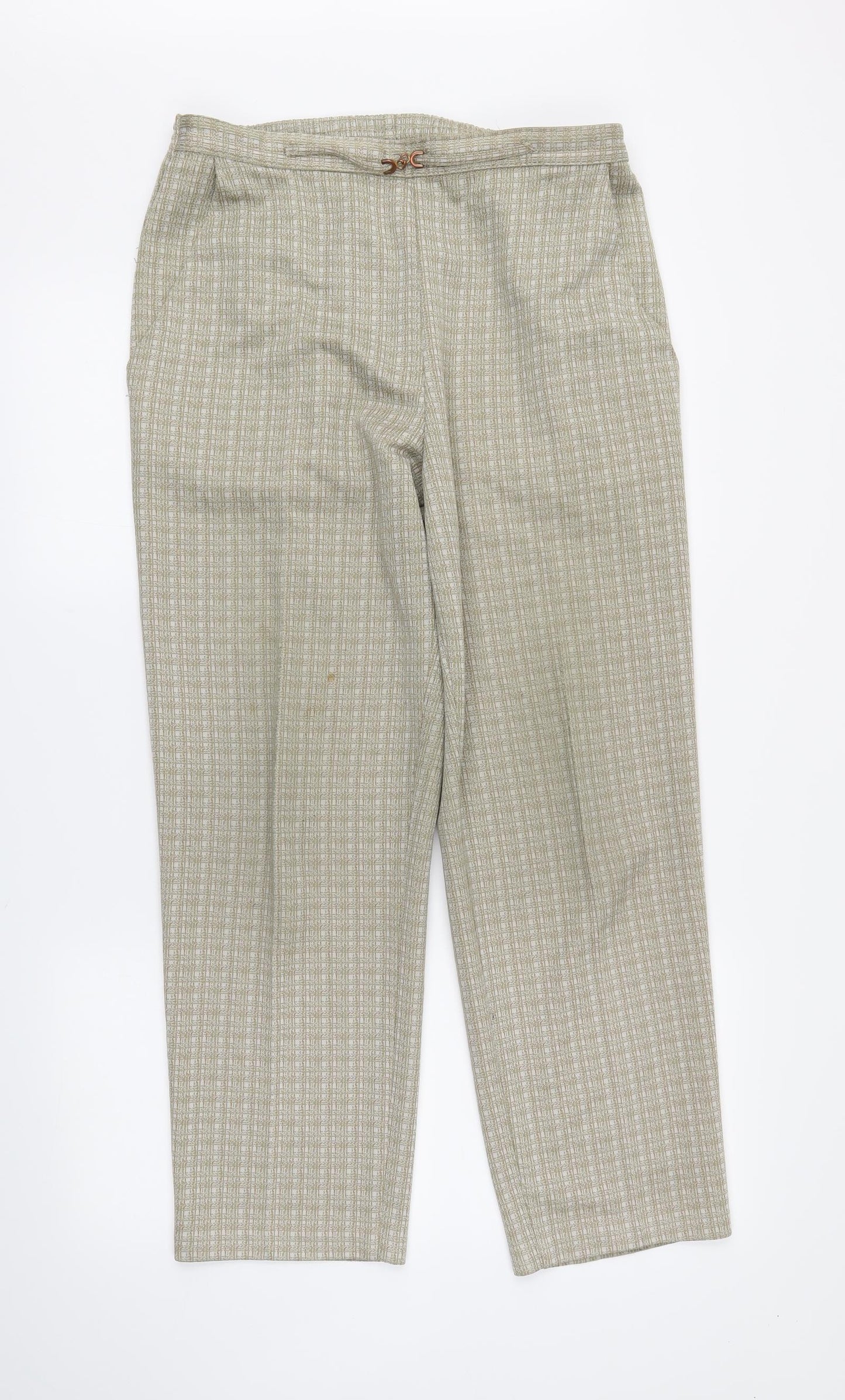 M&S Womens Beige Plaid  Trousers  Size 14 L25 in