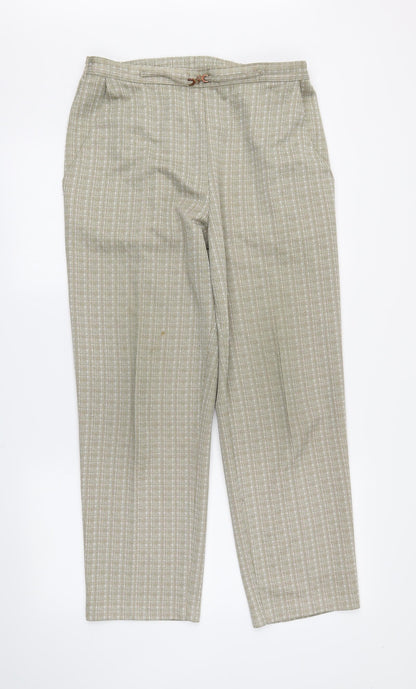 M&S Womens Beige Plaid  Trousers  Size 14 L25 in