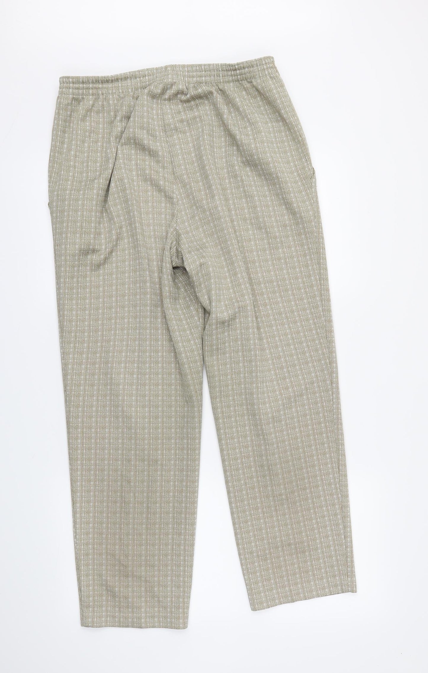 M&S Womens Beige Plaid  Trousers  Size 14 L25 in