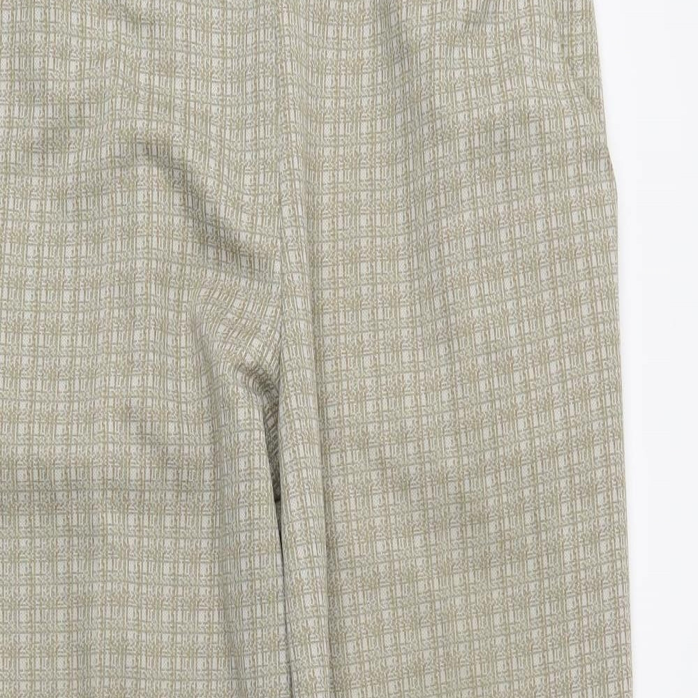 M&S Womens Beige Plaid  Trousers  Size 14 L25 in