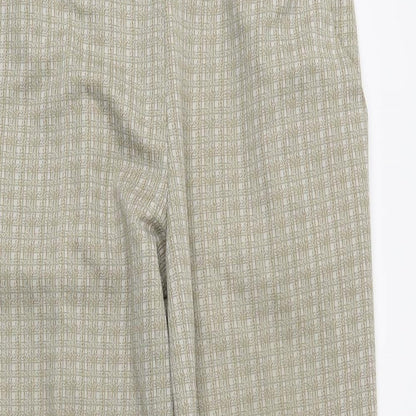 M&S Womens Beige Plaid  Trousers  Size 14 L25 in