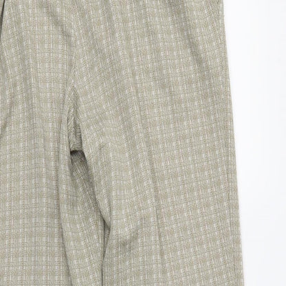 M&S Womens Beige Plaid  Trousers  Size 14 L25 in