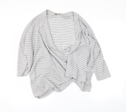 Papaya Womens Grey Striped  Wrap Jumper Size 8