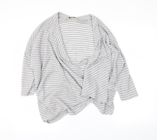 Papaya Womens Grey Striped  Wrap Jumper Size 8