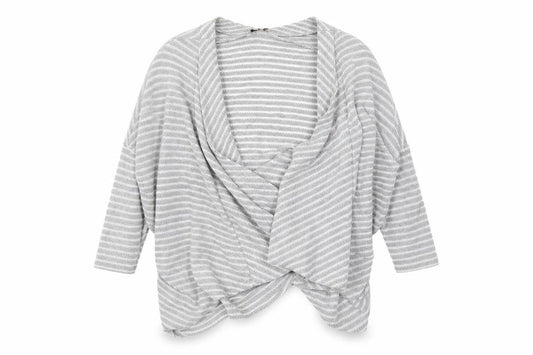 Papaya Womens Grey Striped  Wrap Jumper Size 8