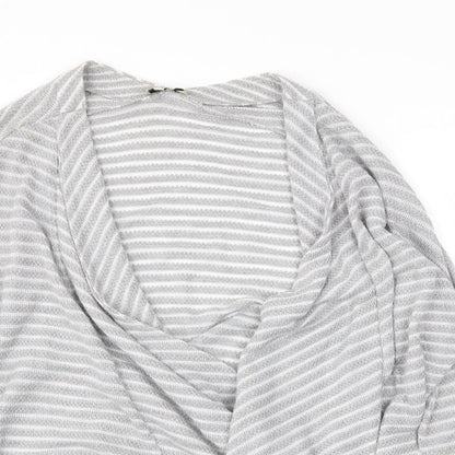 Papaya Womens Grey Striped  Wrap Jumper Size 8