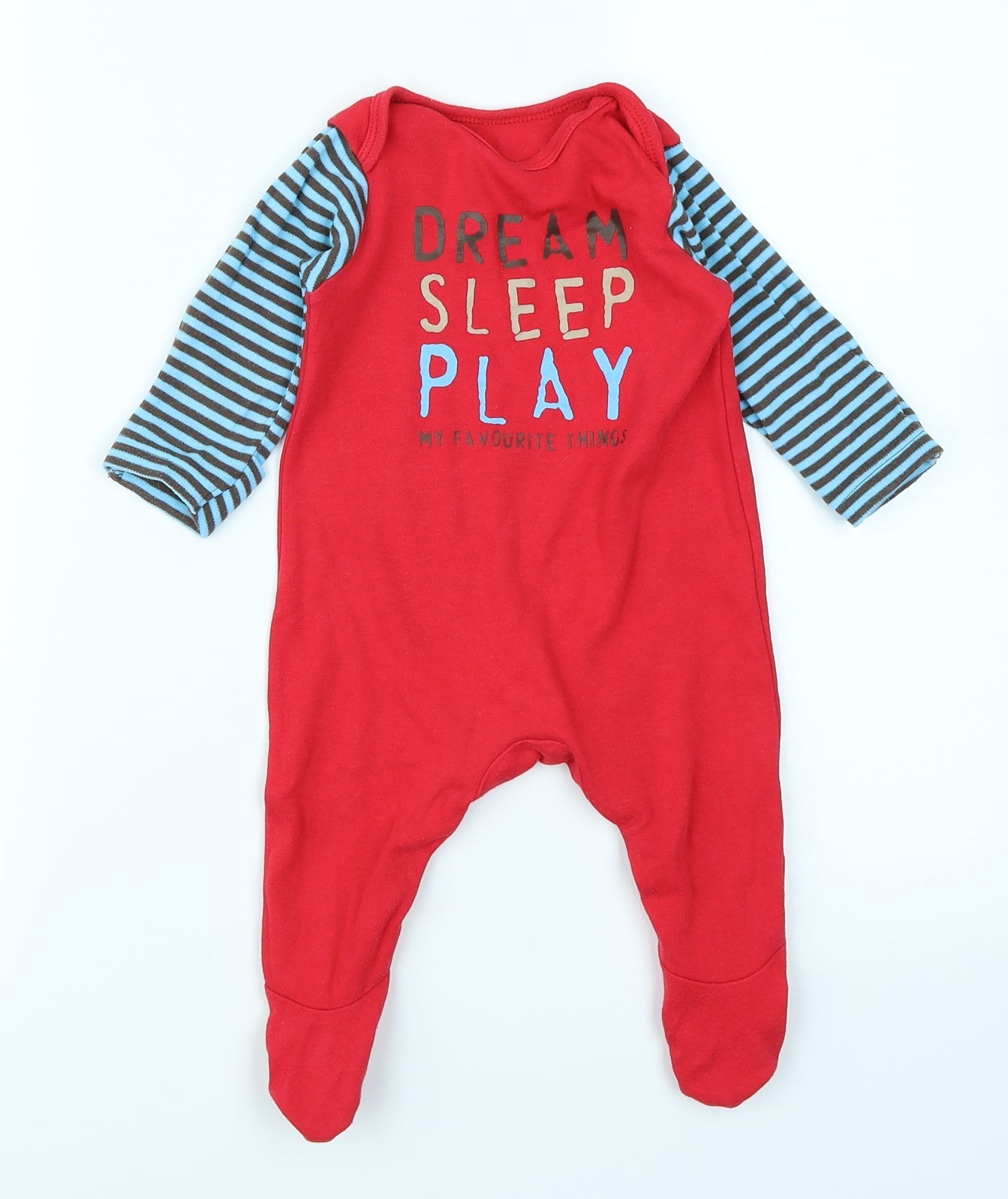 Mothercare Baby Red Striped  Babygrow One-Piece Size 3-6 Months