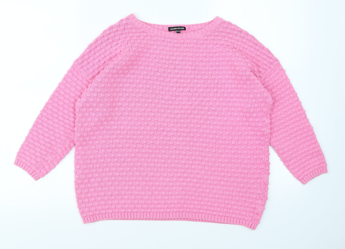 Warehouse Womens Pink Polka Dot  Pullover Jumper Size 10