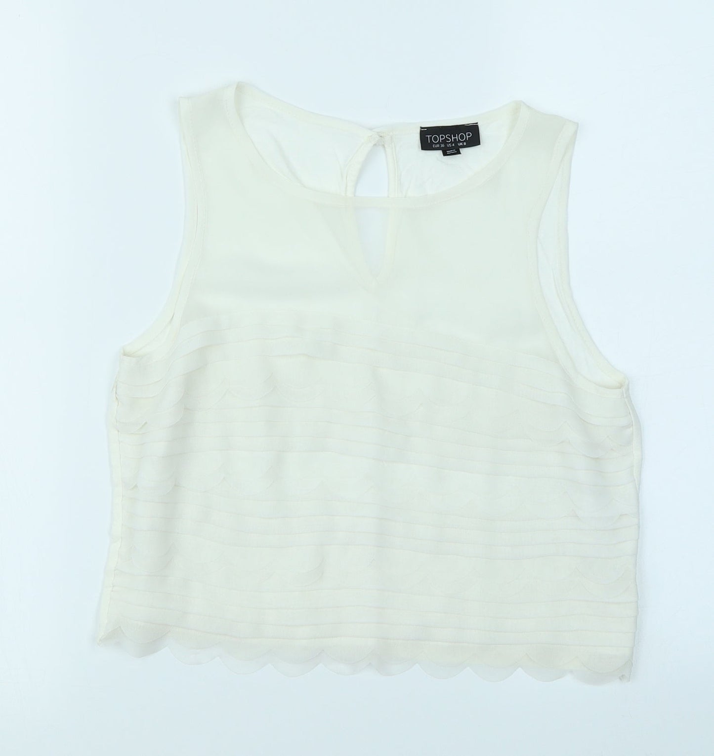 Womens UK Size 8 Topshop White Cropped Tank