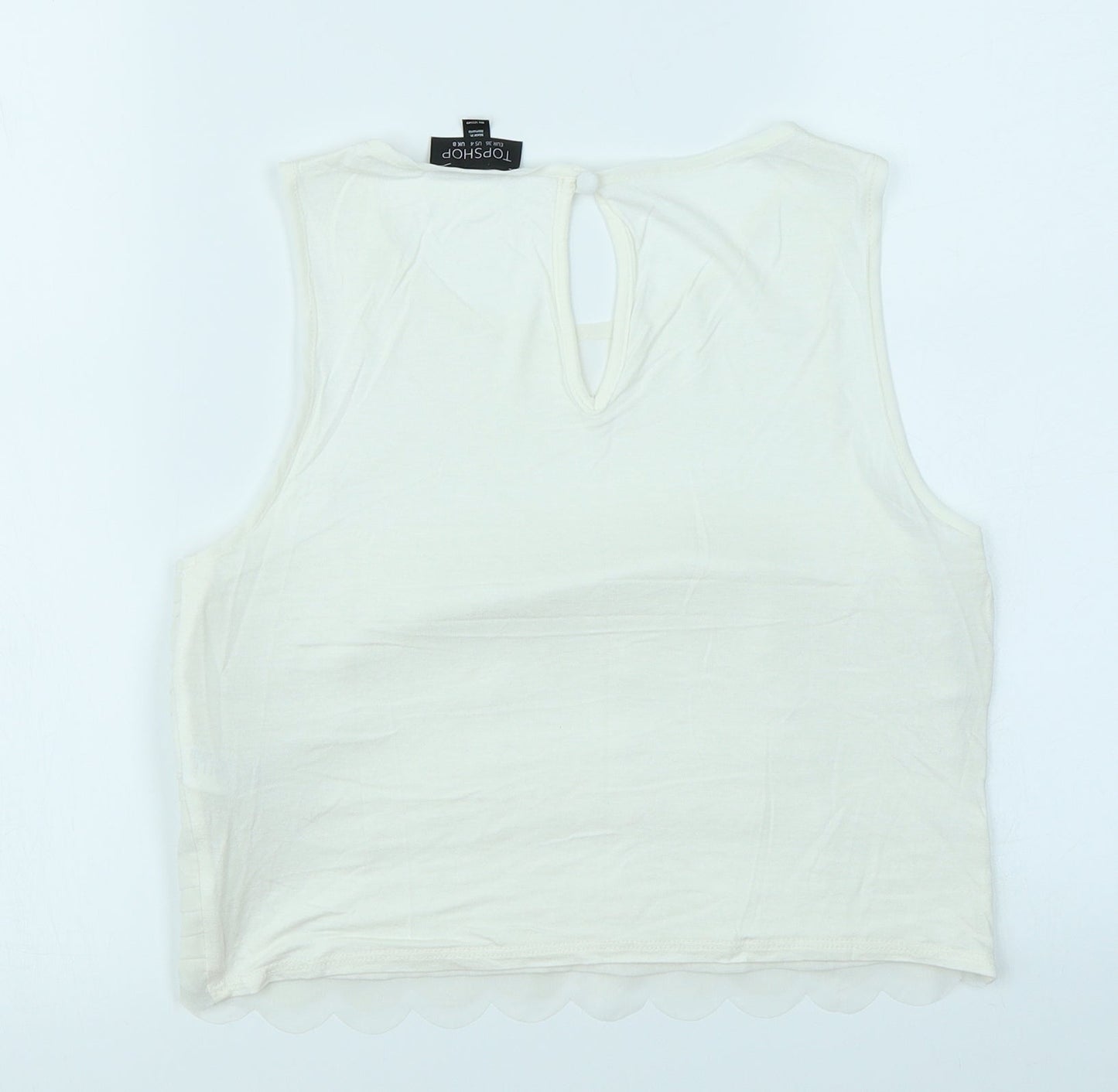 Womens UK Size 8 Topshop White Cropped Tank