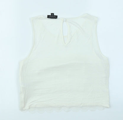 Womens UK Size 8 Topshop White Cropped Tank