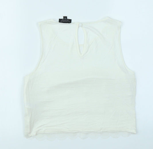 Womens UK Size 8 Topshop White Cropped Tank