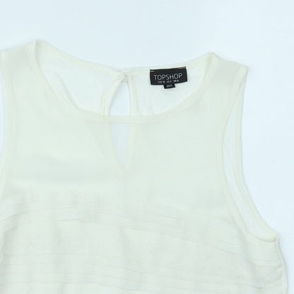 Womens UK Size 8 Topshop White Cropped Tank