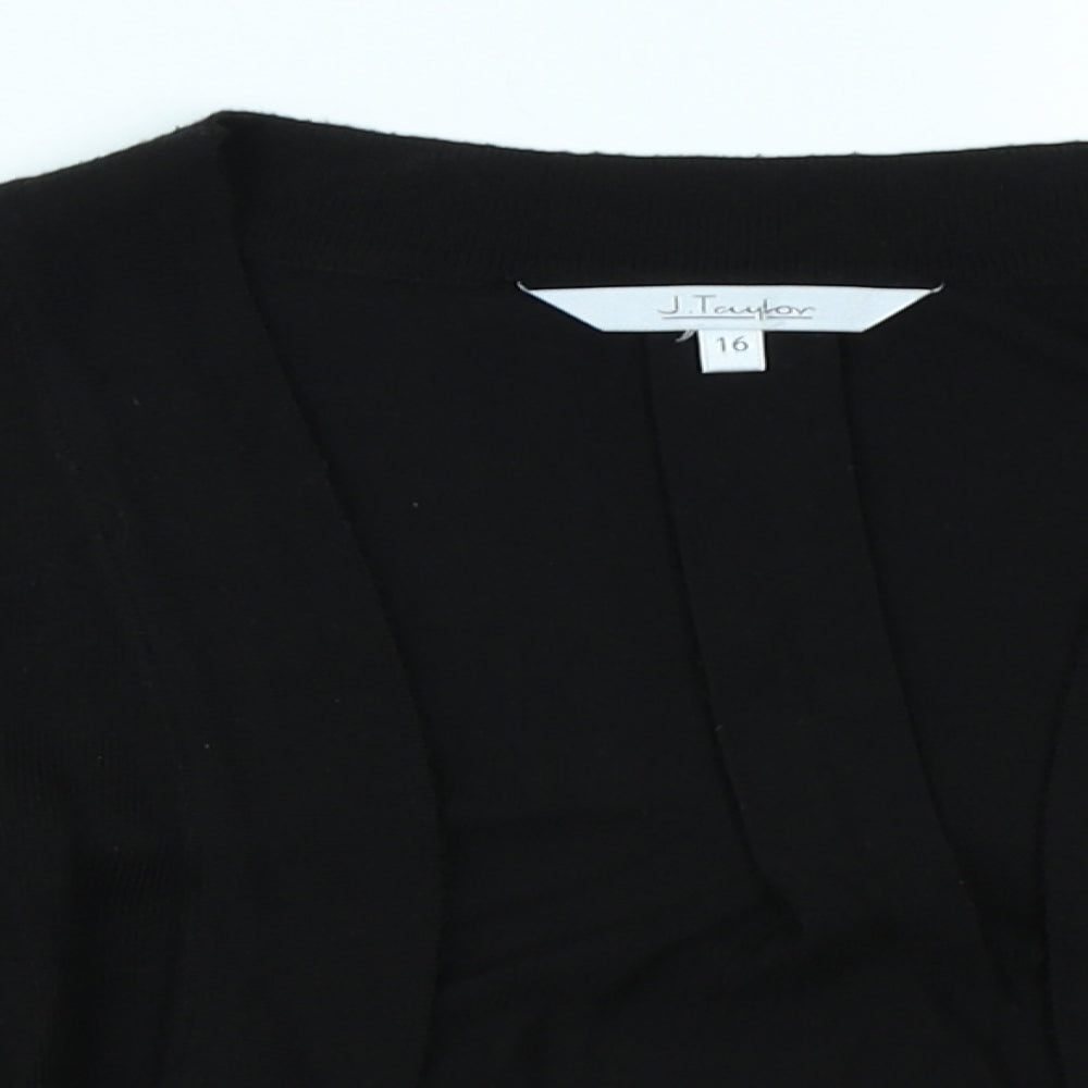 J Taylor Womens Black  Knit Cardigan Jumper Size 16
