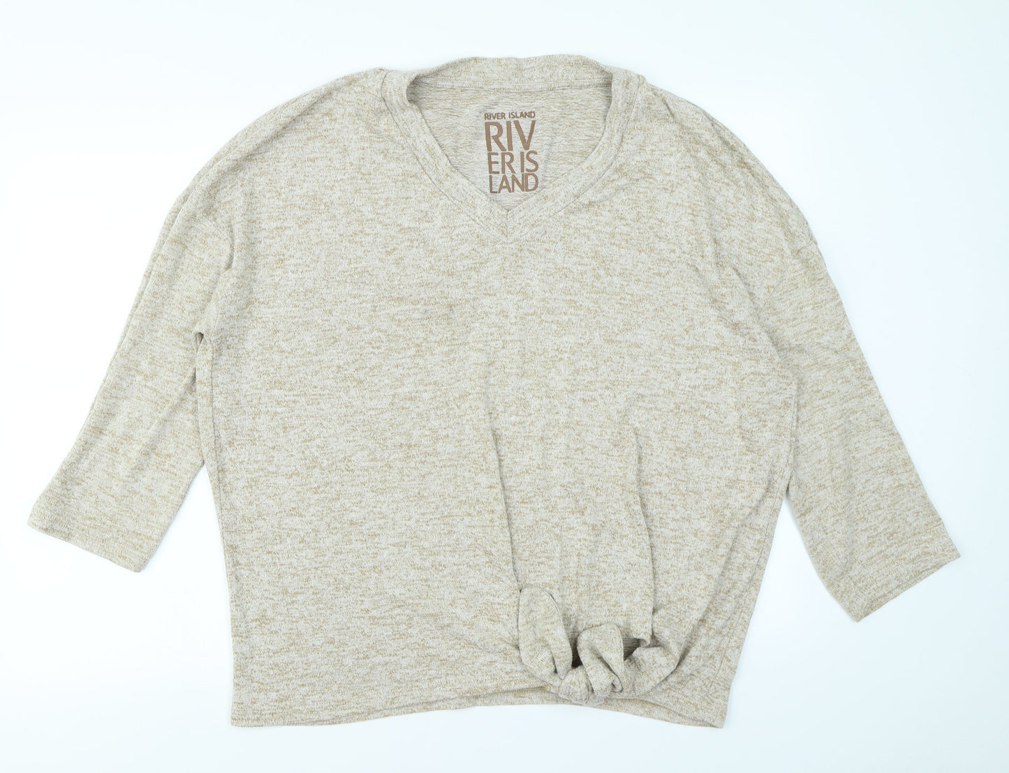 Womens UK Size S River Island Beige Basic T-Shirt