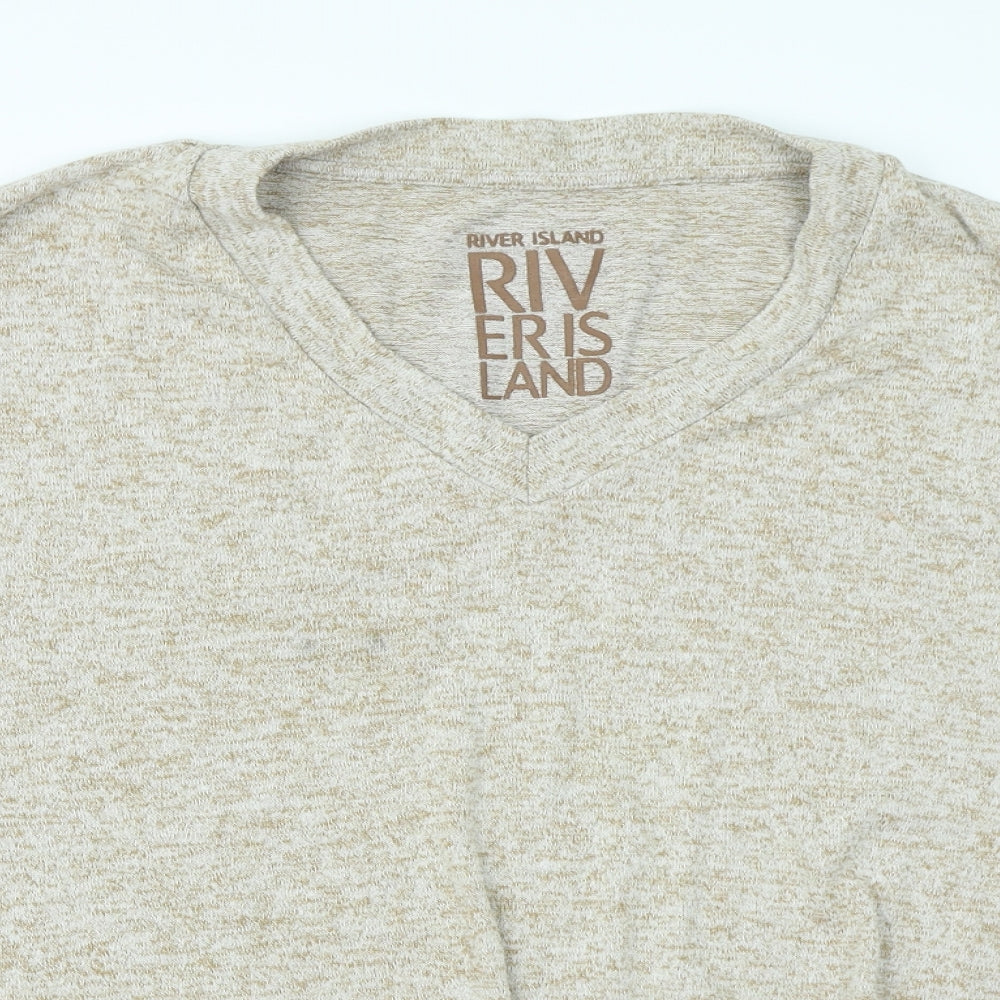 Womens UK Size S River Island Beige Basic T-Shirt