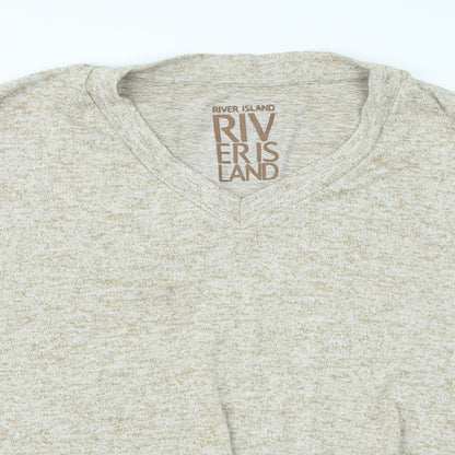 Womens UK Size S River Island Beige Basic T-Shirt