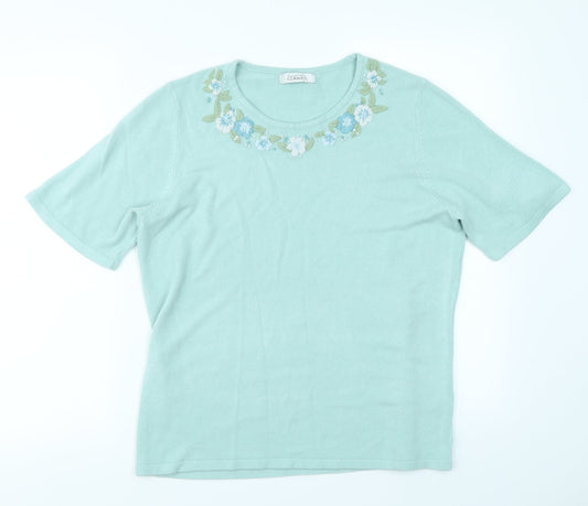 Classics Womens Blue  Knit Basic T-Shirt Size 16