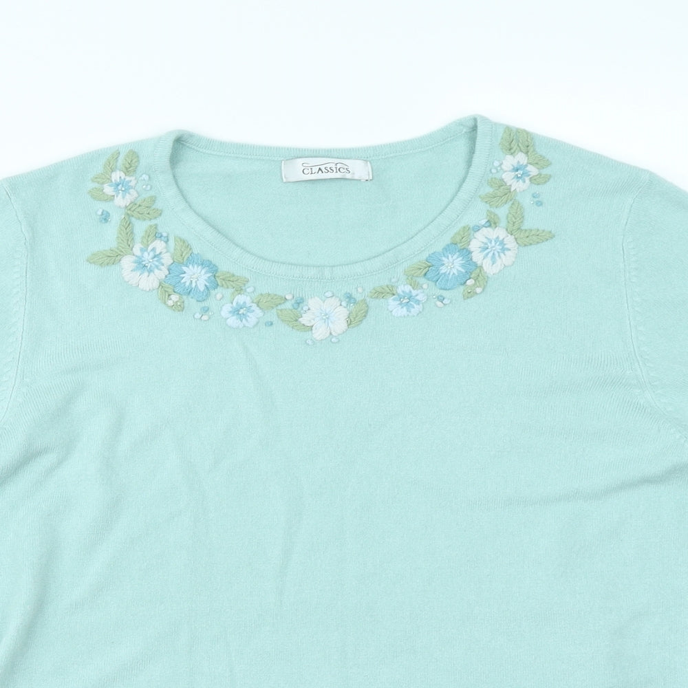 Classics Womens Blue  Knit Basic T-Shirt Size 16