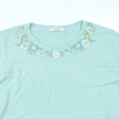 Classics Womens Blue  Knit Basic T-Shirt Size 16