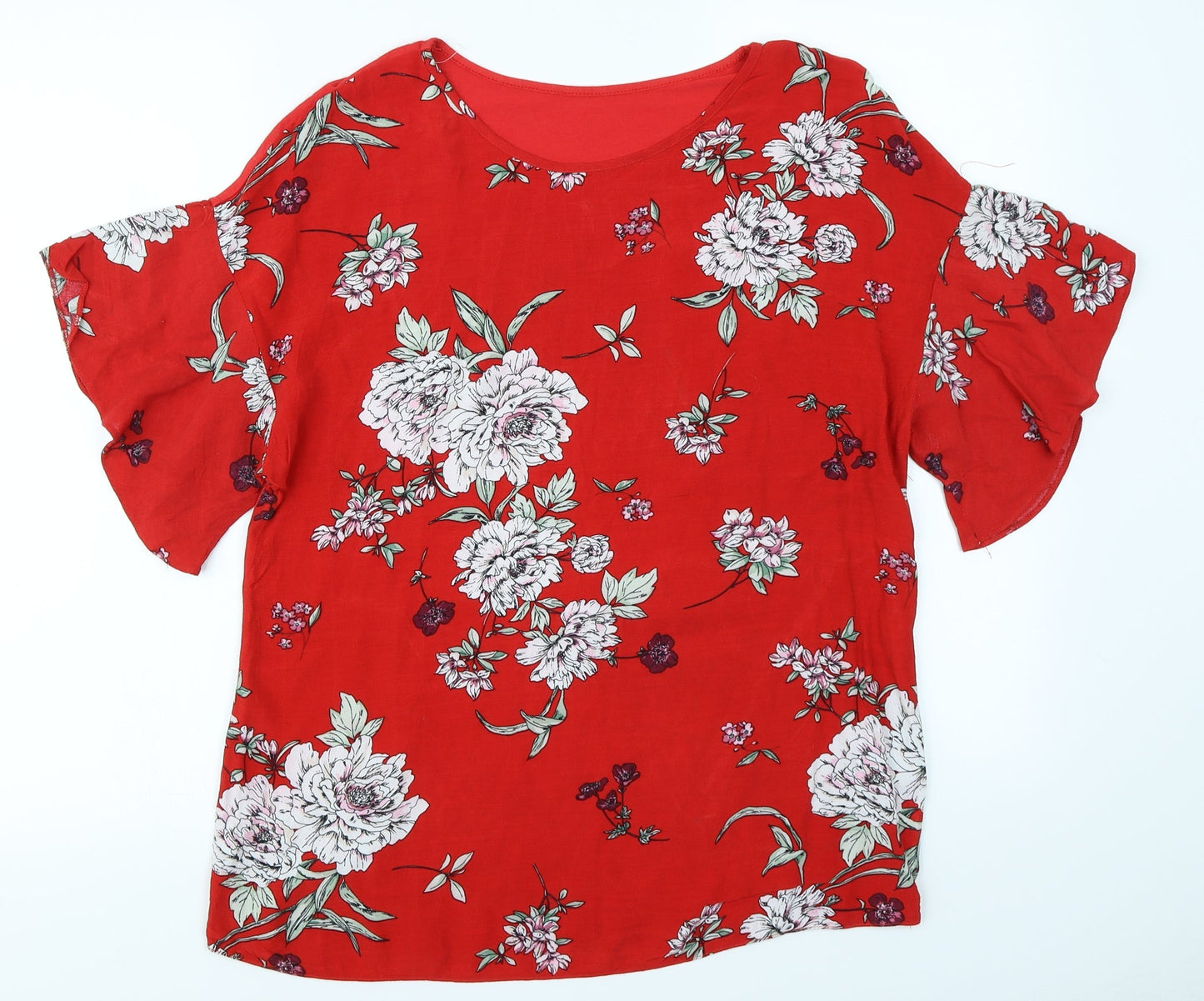 Womens UK Size 10 Preworn Red Basic Blouse