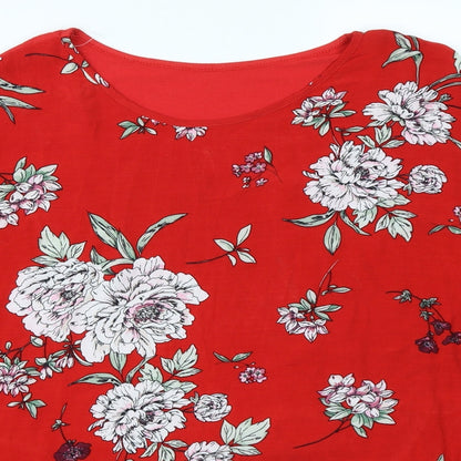 Womens UK Size 10 Preworn Red Basic Blouse