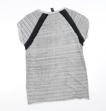 H&M Womens Grey   Pullover Sweatshirt Size S  - crochet detail