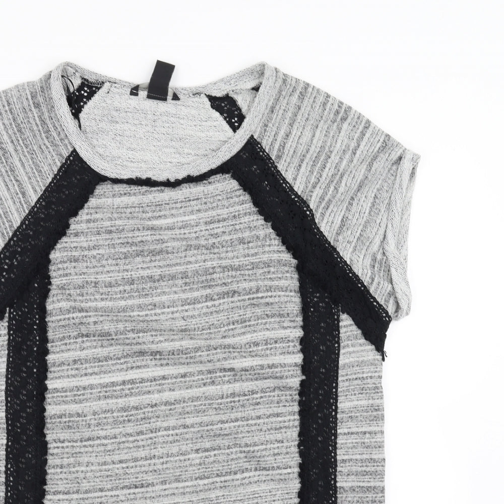 H&M Womens Grey   Pullover Sweatshirt Size S  - crochet detail