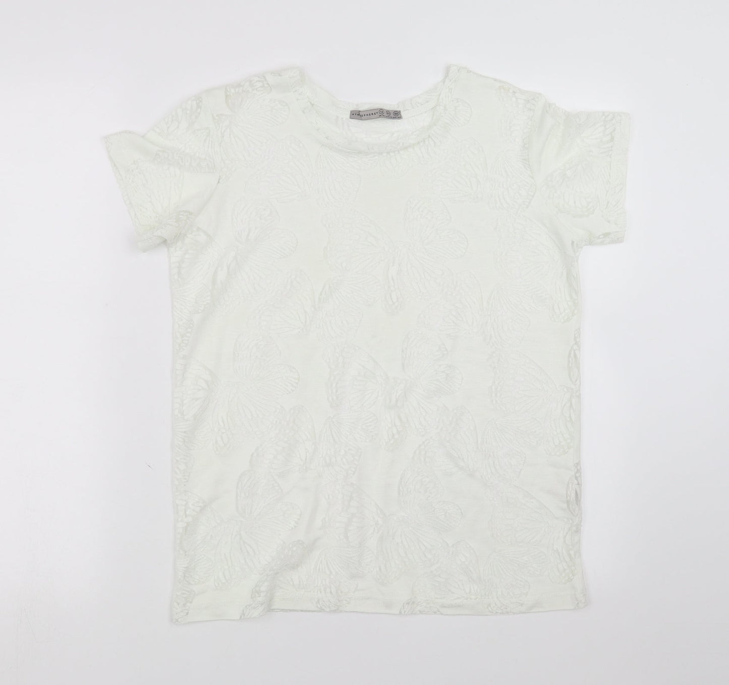 Primark Womens White   Basic T-Shirt Size 12  - butterflies