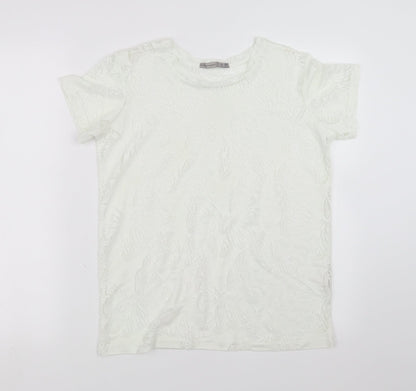 Primark Womens White   Basic T-Shirt Size 12  - butterflies