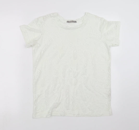 Primark Womens White   Basic T-Shirt Size 12  - butterflies
