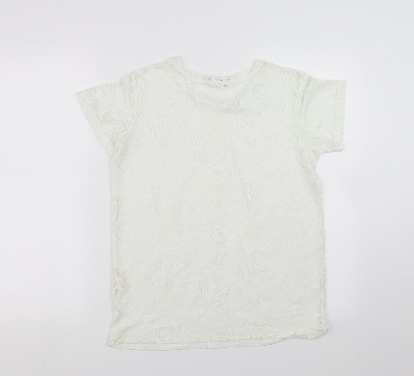 Primark Womens White   Basic T-Shirt Size 12  - butterflies