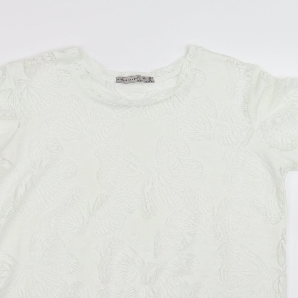 Primark Womens White   Basic T-Shirt Size 12  - butterflies