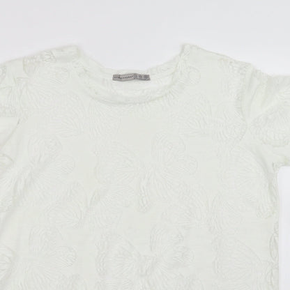 Primark Womens White   Basic T-Shirt Size 12  - butterflies