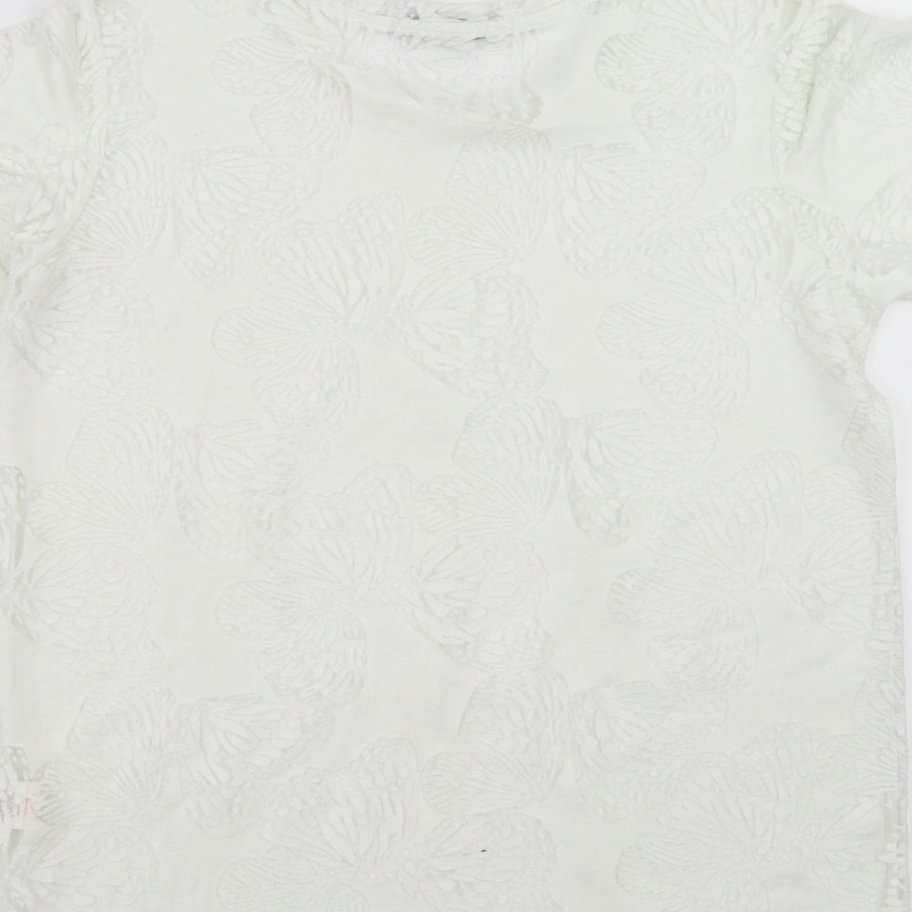Primark Womens White   Basic T-Shirt Size 12  - butterflies