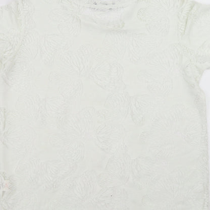 Primark Womens White   Basic T-Shirt Size 12  - butterflies