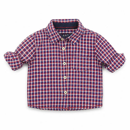 Pink & Blue Boys Blue Check  Basic Button-Up Size 6-9 Months